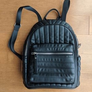Neiman Marcus black faux leather backpack